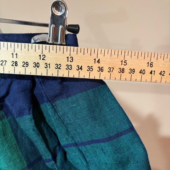 Vintage Lombardi Inc Elegant Green and Blue Checkered Plaid Look Midi Skirt (10) - Picture 3 of 5